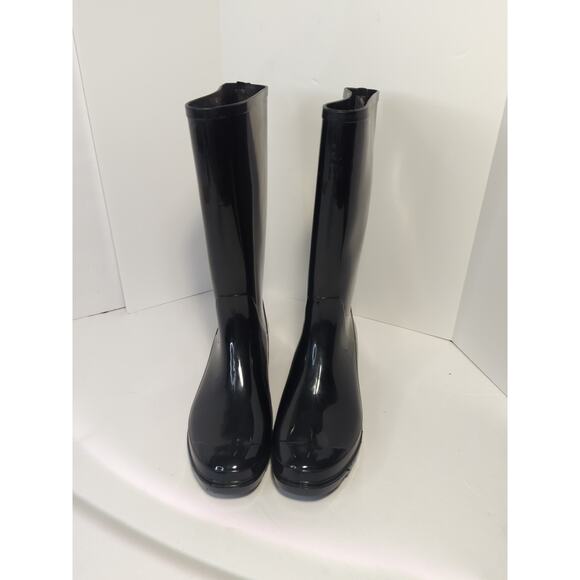 Time and Tru Tall Black Rubber Rain Boots Womens Size 7 Calf height - Picture 1 of 6